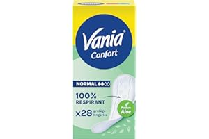 Vania | Protège-Slips Confort Normal Parfum Aloe (boîte de 28 pièces) – Protège-lingeries 100% respirant et confortables – Protection hygiénique avec ajustement parfait et tenue optimale