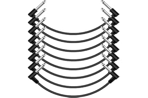 Tavsou Confezione da 8 cavi patch per chitarra per pedaliera a effetti 1/4" ad angolo retto TS Mono (12 Inch-8 Pack)