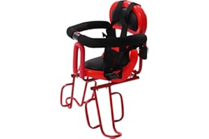 KIGERNEE Siège enfant arrière de vélo, rouge, de 6 mois à 6 ans, avec ceinture de sécurité à 5 points et cadre en acier, universel pour vélo électrique, VTT et vélos pliants (jusqu'à 30 kg), avec repose-pieds