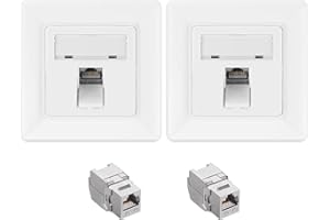 kwmobile 2X Módulo Keystone blindado RJ45 - Conectores con Carcasa metálica para Cables Cat 6A con 2X Aplique de Pared - Montaje sin Herramientas