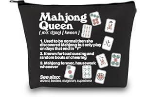 JTOUK Mahjong - Pochette à fermeture éclair - Cadeau sur le thème du Mahjong - Sac de rangement pour joueur de Mahjong, Mahjong Queen Black Eu, Trousse à cosmétiques avec impression