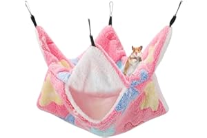 QeeHeng Amaca da appendere per piccoli animali, letto oscillante per piccoli animali domestici, amaca a doppio strato per furetto e zucchero aliante e altri piccoli animali, rosa