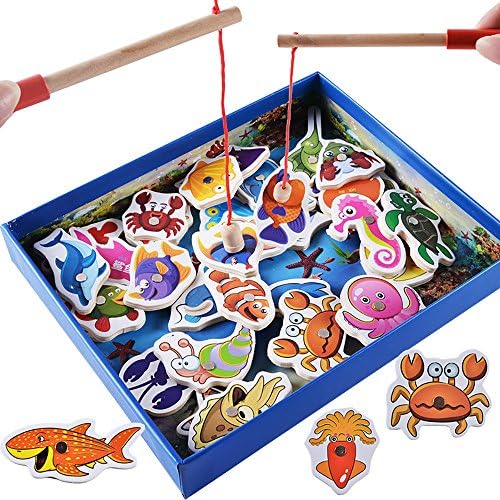32Pcs Baby Educational Toys Fish Wooden Magnetic Fishing Toy Set Game Educational Toy Birthday Christmas Gifts For Children | Dingze (32pcs)
