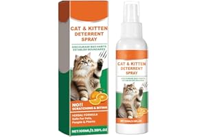 MUOCOBU Anti-Scratch Cat Deterrent Spray - Indoor & Outdoor Training Safe Cat Repellent Spray, Protect Furniture, Sofas, Rugs, Restricted Areas-for Behavior, Natural, Effective - Orange