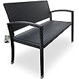CASARIA® 2 Seater Poly Rattan Garden Bench | 320kg Load Capacity | Water and UV-Resistant | Outdoor Patio Terrace Balcony Seating Furniture Love Seat | 122 x 90 x 58 cm | Black