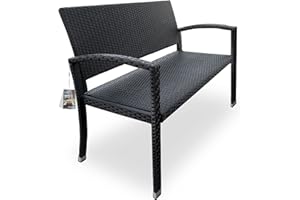 ‎CASARIA Casaria® Gartenbank Sitzbank Wetterfest Kunststoff 320kg Belastbarkeit Rückenlehne 122x58cm Garten Balkon Terrasse Bank Ergonomisch Polyrattan Schwarz