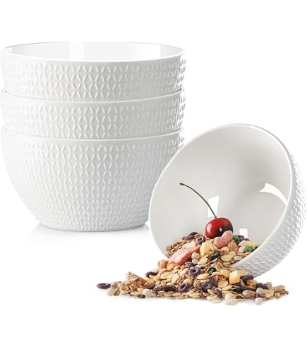 Produktbild von NUTRIUPS Müslischalen 6er Set, 750ml Tief Suppenschalen, 14x9cm Weiß