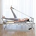 RGSGZCO Pilates Reformer Machine for Home, Foldable Pilate for Strengh Training Pilates Training Bed, Strength Adjustment,Stainless Steel Yoga Training Bed,Beige, Pilates Yoga Bed