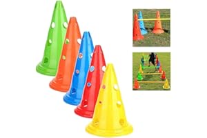 Usmato 5 pièces cônes d'entraînement de Football Barre d'obstacles Conique Seau Jeu de Jeu barrière de Signe de Sport d'obstacle pour Enfants, Football, Sport, Sport équestre et entraînement