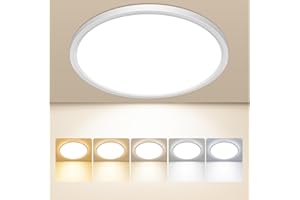 Oumida 22CM Plafoniera LED Soffitto, 3000/3500/4000/5000/6500K IP44 Impermeabile Lampada da Soffitto, 18W Plafoniera Bagno per camera da letto, Cucina, Soggiorno, Balcone (22CM)