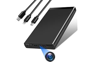 Tebetu Mini Telecamera Spia senza WiFi, Spia Telecamera Nascosta Power Bank 10000mAh, Micro Telecamera Spia Portatile HD 1080P con Visione Notturna e Sensore di Gravità per Interno/Esterno