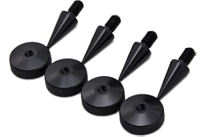 PrecisionGeek – aluminium svart eloxerade högtalardubbar M6, kon 10 mm diameter och dynor, vibrationsdämpare, golvskydd räffl