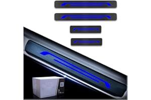 Muchkey Seuil de Porte Voiture Fibre de carbone Réfléchissant Autocollant Pour Renault Captur Clio Kadjar Koleos Megane Scenic Twingo ZOE Protection de seuil de porte de voiture Styling 4 Pièce Bleu