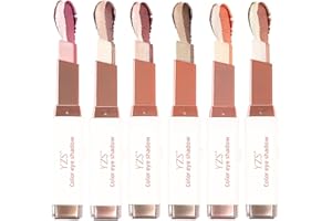 CHERIOLL Barra Sombra De Ojos, Lápiz De Sombra De Ojos Brillante, 6 Sombra De Ojos En Degradado, Sombra De Ojos En Barra Doble, Lápiz De Sombra De Ojos De Doble Color, Para Principiantes De Maquillaje