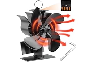 BITOYO Ventilateur de cheminée sans électricité, avec 4 pales pour poêle à bois, fonctionnement silencieux, respectueux de l'environnement, alimenté par la chaleur pour poêle à bois, poêle à bois,