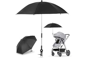 DAJASD Kinderwagen Regenschirm, UV Schutz 50+ Universal Sonnenschirm Sonnenschutz, Babywagen Schirm mit Einem Regenschirmgriff&Klemme, für Kinderwagen, Buggy (72cm, Schwarz)
