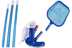 Kit de nettoyage pour piscine HAFIX avec épuisette, thermomètre, barre télescopique et brosse - 4 pièces - Accessoire pour piscine de piscine, bassin, jacuzzi.