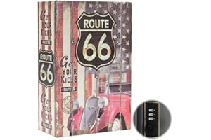 XEERUN Coffre-fort pour Livre Secret, Boîte de Livre de Sécurité, Dictionnaire Livre Coffre-fort avec Serrure à Combinaison, pour Pièces de Monnaie, Argent, Bijoux, Coffre-Fort Caché (Autoroute 66)