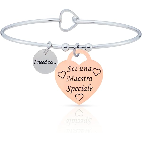 ALMENDRA Bracciale maestra fine anno maestre cuore acciaio idea regalo