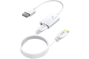 AUTOUTLET Wii HDMI Adapter, 1080P/720P Wii zu HDMI Konverter mit 3,5mm Video Audio Ausgang & 1,8M abnehmbares HDMI Kabel, kompatibel mit Nintendo Wii, Wii U, für TV Monitor Beamer (Weiß)