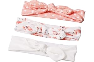 COUXILY Regalo de la Diadema del Bebé Conjunto Turbante Anudado Cabeza de Algodón Envolturas, Paquete de 3