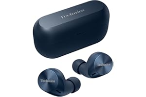 Technics EAH-AZ60M2 douszne słuchawki bezprzewodowe z redukcją szumów (Multipoint Bluetooth, JustMyVoice, 8 mikrofonów, przetworniki 8mm, IPX4, 7h pracy), granatowe