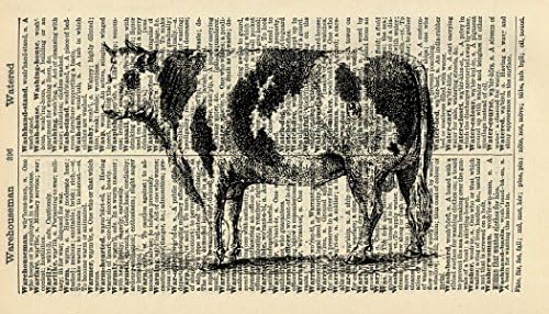 Cow Art Print - Kitchen Art Print - Farmyard Animal Art Print - Vintage Art Print - Vintage Dictionary Art Print - Gift - Wall Art - Artwork - Illustration - Wall Hanging - Book Print 786B