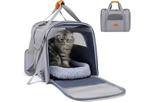 Misvayli Large Cat Carrier for Car Travel, Pet Transport Carrier Kitten Cat Dog Puppy Animal, Collapsible Transport Car Travel Box Cage Made of Oxford Fabric(Gray)