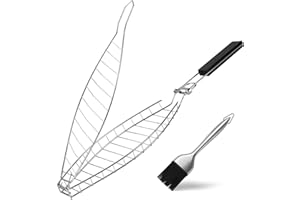 penobon Griglia Pesce Barbecue, Cestini per Barbecue in Acciaio Inossidabile con Spazzola, Griglie per Barbecue per Pesce, Bistecche, Ali di Pollo