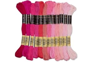 UMC STAG 12 Pieces Pink Tones | Premium Embroidery Thread | 100% Egyptian Cotton Premium Skeins | Cross Stitch Embroidery Floss | Oeko TEX Certified Stranded Cotton (Pink Tones)
