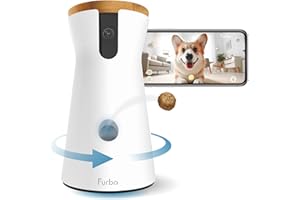 Furbo 360° Dog Camera [BASIC CAMERA]: Pet Monitor w/App, Rotating 360° View, Colour Night Vision, Auto-Tracking, Treat-toss, Barking Alert. Loved by millions of pet parents worldwide