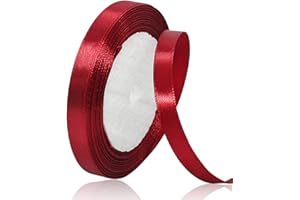 XMASOLD Weinrot 10mm Breit Satinbands, 22 Meters Schleifenband, Geschenkband für Geschenkverpackungen, DIY Handwerk, Blumensträuße, Nähprojekte, Schleifenherstellung, Geburtstags- und Hochzeitsdekorationen