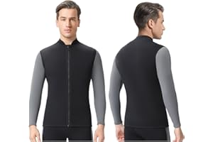 FLEXEL Wetsuit Top Jacket Men Women 3mm, Wet Suits Vest in Cold Water Weather, Neoprene Long Sleeve Diving Suit for Surfing Swimming Snorkeling Canoeing Scuba Kayaking