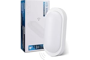 ‎ORAYMIN Oraymin LED Wandleuchte Kellerlampe mit Bewegungsmelder Innen, 12W IP65 LED Wandlampe 1080LM, Feuchtraumleuchte Oval für Diele Garage Flur Balkon Treppe Carport Keller, 4000K, Weiß