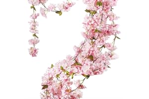 Aisamco 2 pezzi ghirlanda di fiori di ciliegio artificiale appesi vite fiori finti ghirlanda di seta 180 cm di lunghezza per la decorazione della festa nuziale a casa