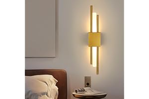 Comely Apliques de Pared Interior LED, 10W Moderno Lámpara de Pared 3000K, Aplique de Pared Largo Dorado para Dormitorio, Salón, Comedor, Pasillo, Escalera