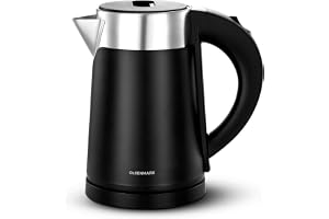 Olsenmark Electric Kettle 1.0L – Double Layer Design, 800W Fast Boil, 360° Rotating Base, Auto Shut-Off, Overheat & Dry-Boil Protection OMK7028