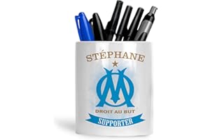 Pot à crayons OM personnalisé prénom - Pot à crayons olympique de Marseille - Fan de l'OM - Supporter - Supportrice