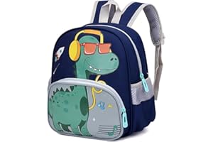 Qooloo Sac à dos pour enfants garçons Petit sac à dos dinosaure enfants, Imperméable préscolaire tout-petit Sac à dos scolaire maternelle Sac d'école pour 2-6 ans