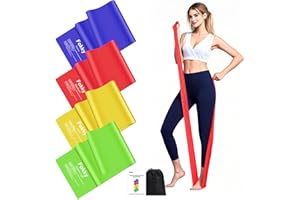 Fokky Bande Elastique Musculation 2M, [Lot de 4] Élastique Musculation avec 4 Niveaux, Elastique Sport pour Yoga Pilates Crossfit Physiothérapie Entraînement, Bande de Resistance Homme & Femm