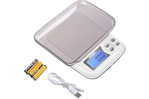KUBEI Numérique Balance de Cuisine Rechargeable par USB 1kg/0.01g Balance de Alimentaire,PréCision Balance de Poche/Balances de Bijoux/Plateaux de Table de pesée en Acier Inoxydable