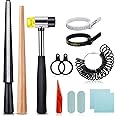 Ring Making Tools UK Ring Sizer Gauge with Ring Mandrel Rubber Hammer Repair Ring Measurement Resizer Finger Sizing Tool Jewellery Making Kit