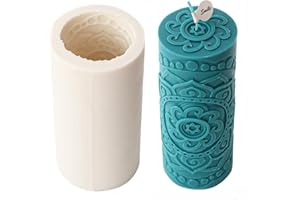 Xidmold Moule à bougie vintage en silicone pour bougie en forme de colonne de fleurs - Moule en silicone pour bougies en cire de soja - Bricolage (A, grand)