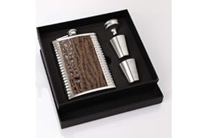 Avalizard Edelstahl Flachmann , 8oz.227ml Whisky Flachmann Set Mit 2 Becher 1 Trichter Upscale Geschenk Set für Männer Geeignet Zum Tragen von Alkohol (Braun)