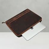 Luqa Leather Vintage Hakiki Deri &Ccedil;anta 2 Kartlık 2 Cep I 14 İn&ccedil; Uyumlu | El Yapımı MacBook Kılıfı