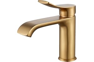 BELZ Modern Basin Mixer Tap – High-Grade Brass Bathroom Faucet with Dual Hot & Cold Controls Leak-Resistant Technology, Water-Efficient, and Rust-Resistant for Trendy Washrooms(Gold)