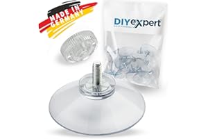 DIYexpert® 20 x Saugnapf Ø 50 mm mit Gewinde M4x10mm inkl. Rändelmuttern transparent - Made in Germany