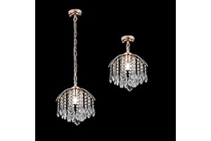 FRIXCHUR Piccoli lampadari di cristallo oro cristallo lampada a sospensione Flush Mount lampada da soffitto lampadario regolabile lunghezza cristallo lampadario per corridoio camera da letto sala da pranzo