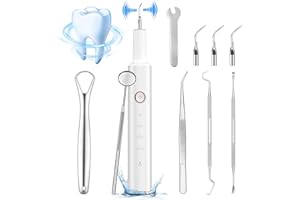 Zahnreinigung Set,HassoKon Zahnreinigungsset für Pflege von Zahn Zu Hause, Zahnaufhellung Bleaching Zähne Aufhellen Wiederaufladbar Es gibt 4 Modi und 4 austauschbare Reinigungsköpfe