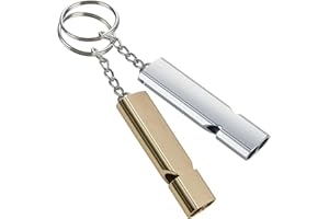LEMLIN Sifflet de Survie,Double Tube Haute Puissance 120dB,Lot de 2 Sifflet d'urgence Anti-Agression avec Porte-Clés Métallique,pour Camping,Randonnée,Secours et Sécurité Personnelle